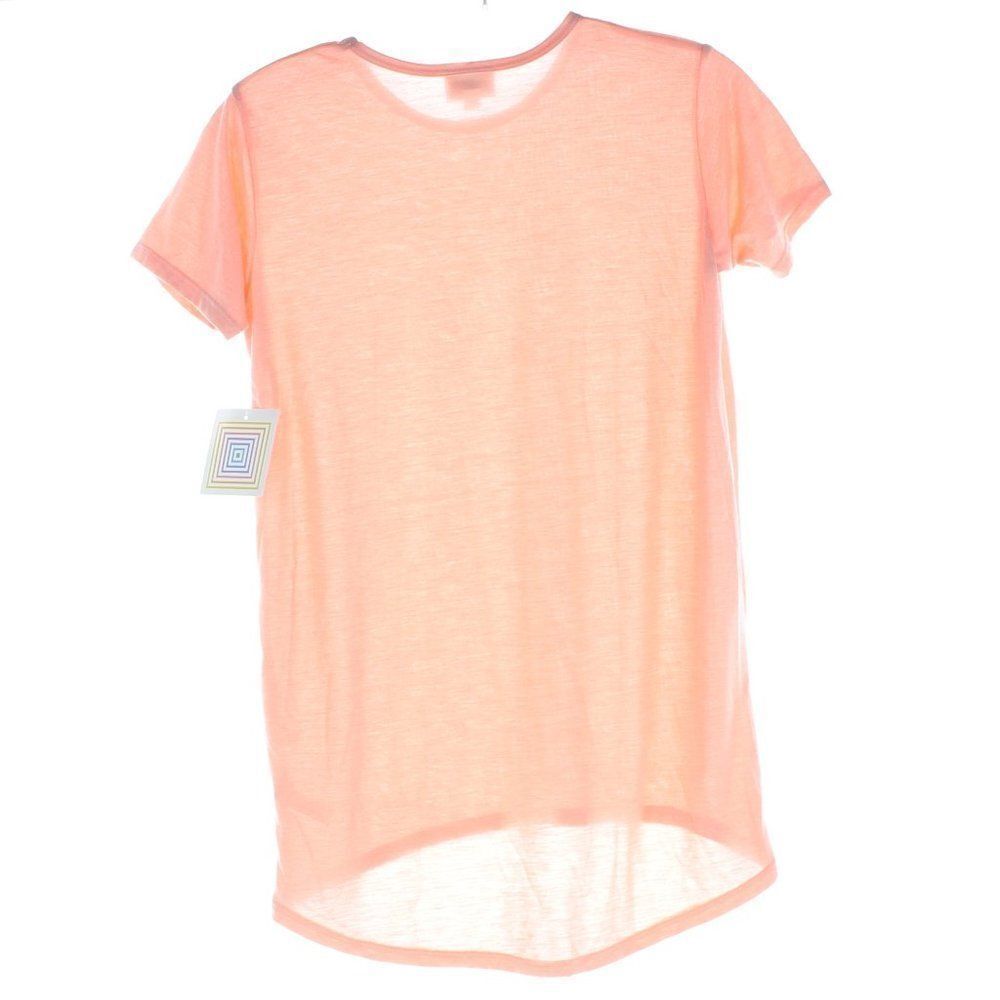NWT LuLaRoe Classic Tee Peach Coral Short Sleeve High Low Hem Top Size 12 - Picture 2 of 4
